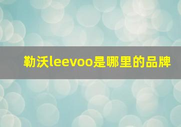 勒沃leevoo是哪里的品牌