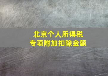 北京个人所得税专项附加扣除金额