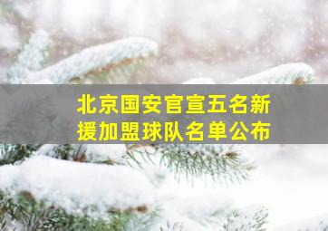 北京国安官宣五名新援加盟球队名单公布