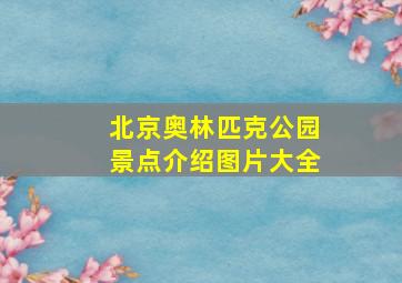 北京奥林匹克公园景点介绍图片大全