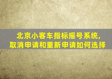 北京小客车指标摇号系统,取消申请和重新申请如何选择