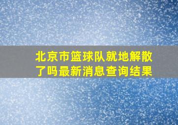 北京市篮球队就地解散了吗最新消息查询结果