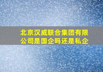 北京汉威联合集团有限公司是国企吗还是私企