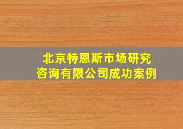 北京特恩斯市场研究咨询有限公司成功案例