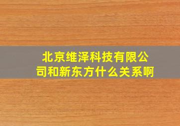 北京维泽科技有限公司和新东方什么关系啊