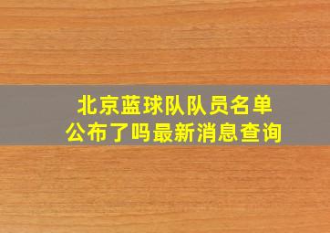 北京蓝球队队员名单公布了吗最新消息查询