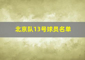 北京队13号球员名单