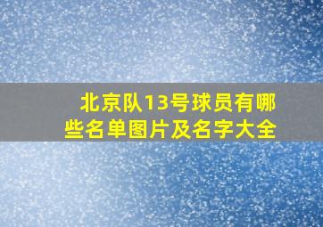 北京队13号球员有哪些名单图片及名字大全