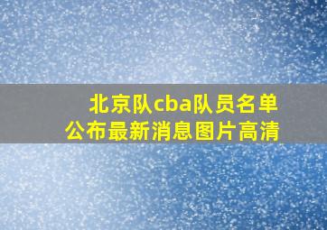 北京队cba队员名单公布最新消息图片高清