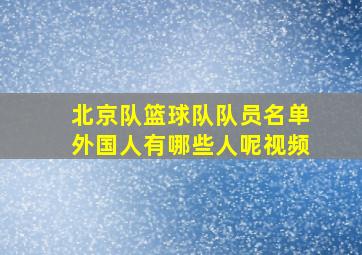 北京队篮球队队员名单外国人有哪些人呢视频