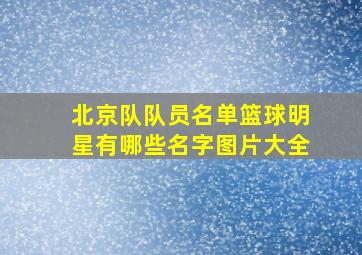 北京队队员名单篮球明星有哪些名字图片大全