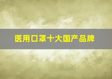 医用口罩十大国产品牌