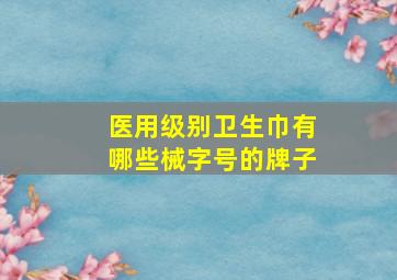 医用级别卫生巾有哪些械字号的牌子