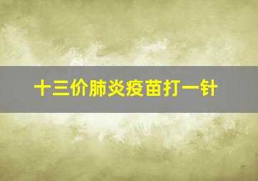 十三价肺炎疫苗打一针