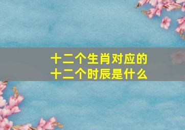 十二个生肖对应的十二个时辰是什么