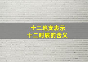 十二地支表示十二时辰的含义