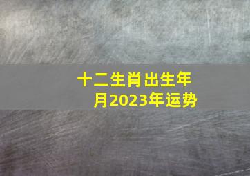 十二生肖出生年月2023年运势