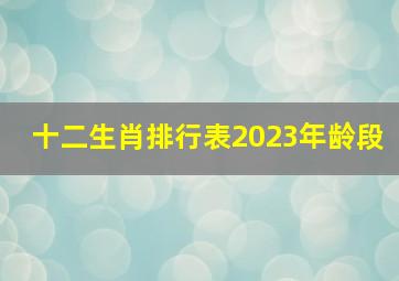 十二生肖排行表2023年龄段