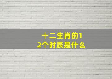 十二生肖的12个时辰是什么