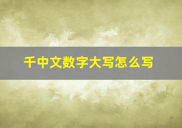 千中文数字大写怎么写