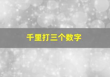 千里打三个数字