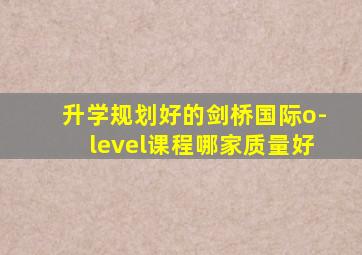 升学规划好的剑桥国际o-level课程哪家质量好