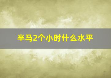 半马2个小时什么水平