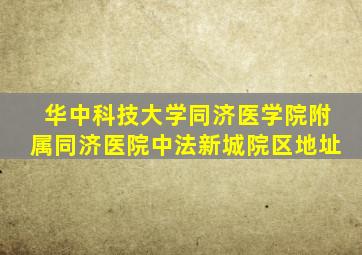 华中科技大学同济医学院附属同济医院中法新城院区地址