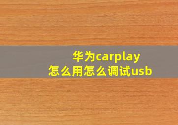 华为carplay怎么用怎么调试usb