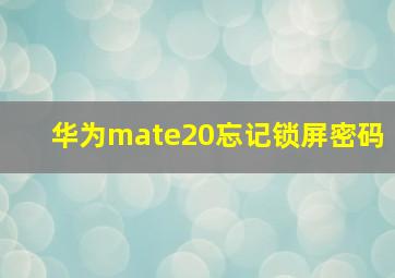 华为mate20忘记锁屏密码