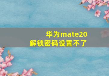 华为mate20解锁密码设置不了