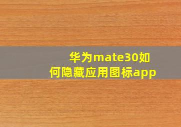 华为mate30如何隐藏应用图标app