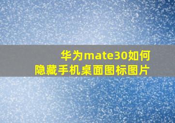 华为mate30如何隐藏手机桌面图标图片