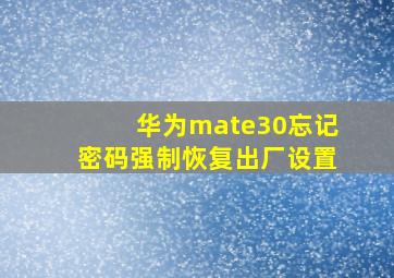 华为mate30忘记密码强制恢复出厂设置