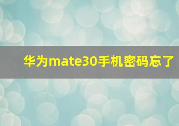 华为mate30手机密码忘了