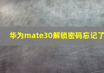 华为mate30解锁密码忘记了