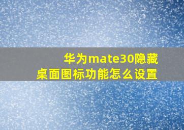 华为mate30隐藏桌面图标功能怎么设置