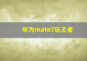 华为mate7玩王者