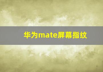 华为mate屏幕指纹