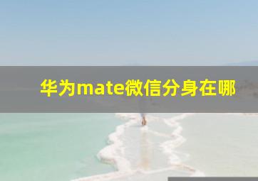 华为mate微信分身在哪