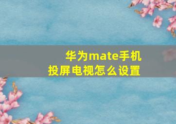 华为mate手机投屏电视怎么设置