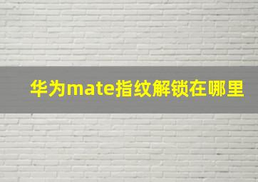 华为mate指纹解锁在哪里