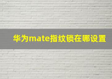 华为mate指纹锁在哪设置