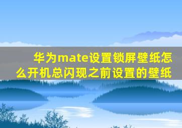 华为mate设置锁屏壁纸怎么开机总闪现之前设置的壁纸