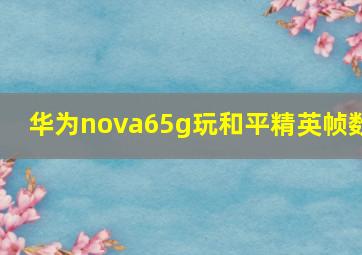 华为nova65g玩和平精英帧数