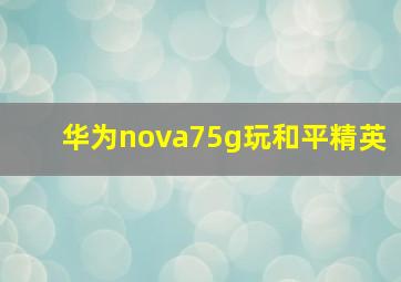 华为nova75g玩和平精英