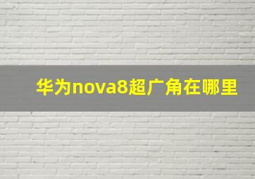 华为nova8超广角在哪里