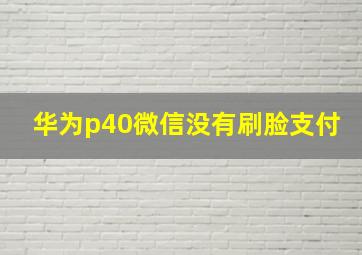 华为p40微信没有刷脸支付