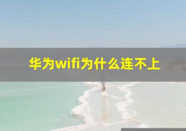 华为wifi为什么连不上