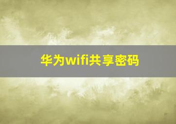 华为wifi共享密码